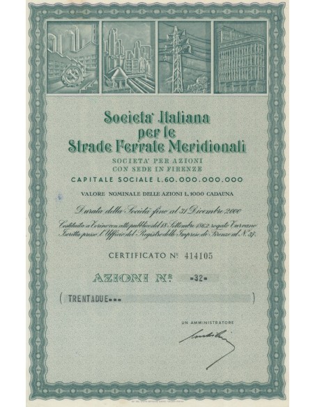 SOC. ITALIANA PER LE STRADE FERRATE MERIDIONALI - 32 AZIONI 1962