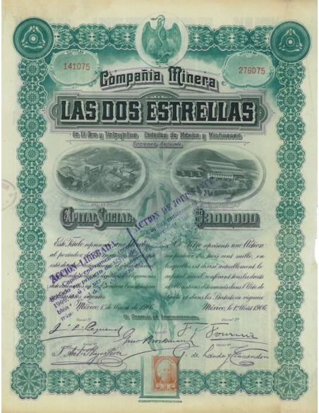 COMPANIA MINERA LAS DOS ESTRELLAS - 1 AZIONE 1906
