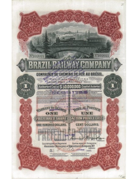 BRAZIL RAILWAY COMPANY - 1 AZIONE 1912