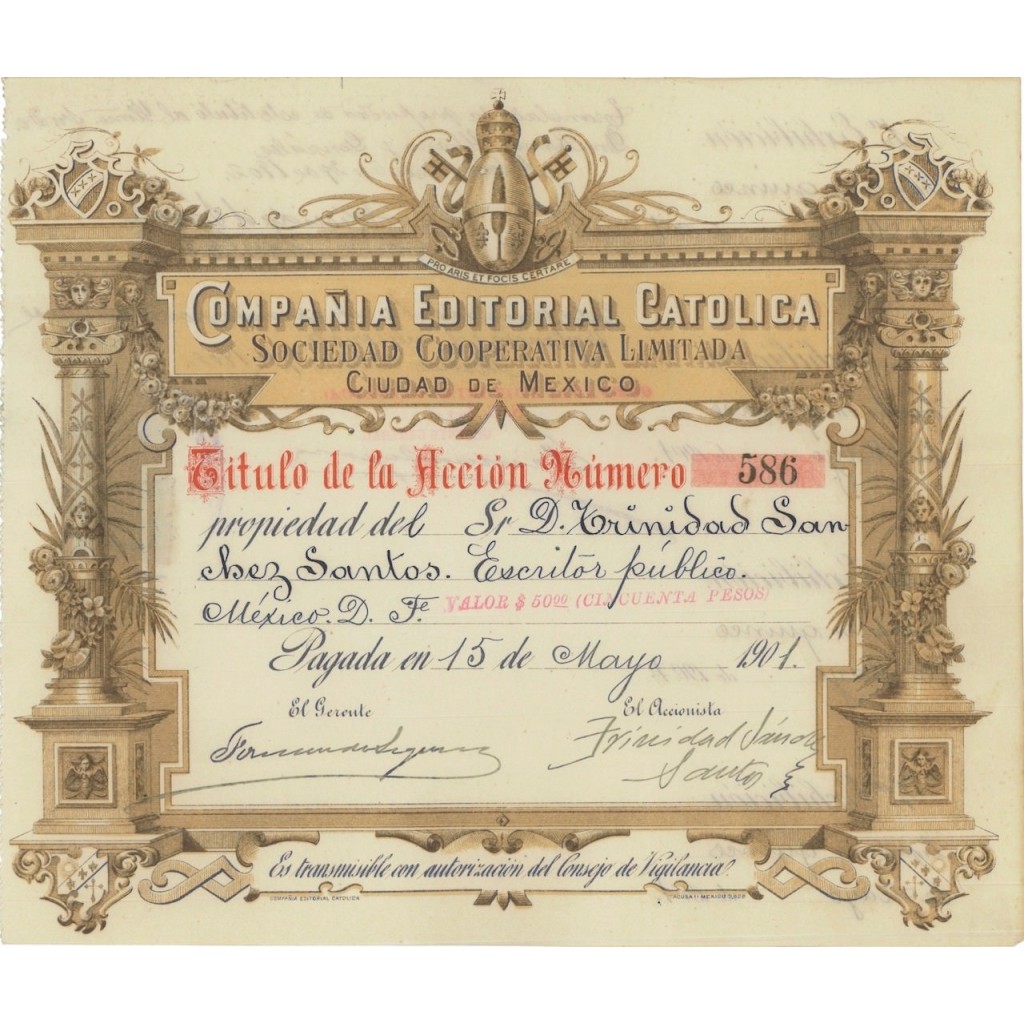 COMPANIA EDITORIAL CATOLICA - 1 AZIONE 1901