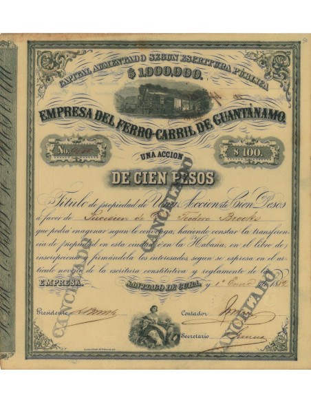 IMPRESA DEL FERRO-CARRIL DE GUANTANAMO 1 AZIONE 1882