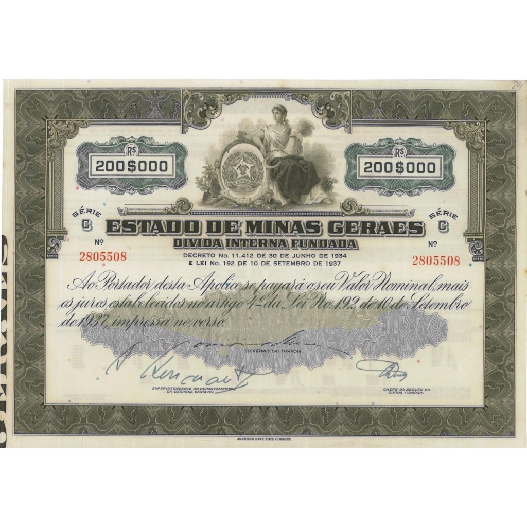 ESTADO DE MINAS GERAES - 200 BRL - 1937