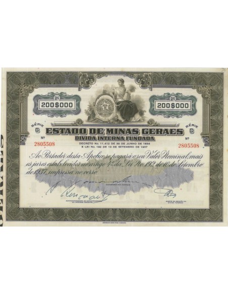 ESTADO DE MINAS GERAES - 200 BRL - 1937