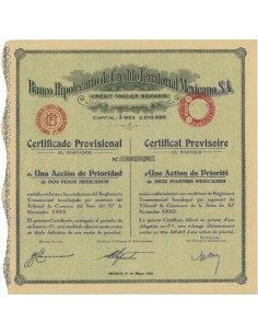 BANCO HIPOTECARIO DE CREDITO TERRITORIAL MEXICANO 1 AZIONE 1923