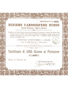 MINIERE CARBONIFERE RUSSE - 1 AZIONE GENOVA 1912