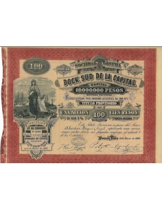 SOC.ANON. DOCK SUD DE LA CAPITAL - 1 AZIONE - 1889