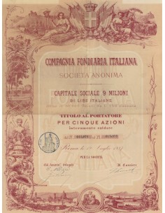 COMPAGNIA FONDIARIA ITALIANA - 5 AZIONI ROMA 1887