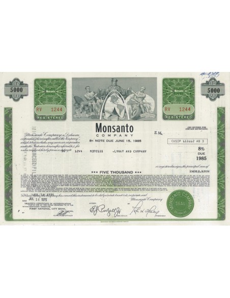 MONSANTO COMPANY - 5000 DOLLARI - 1975