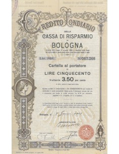 CREDITO FONDIARIO CASSA RISP. BOLOGNA CARTELLA 500 L. 3,5% - BOLOGNA 1913