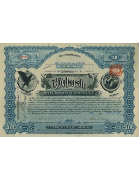 THE WABASH RAILROAD COMPANY - 10 AZIONI - 1906