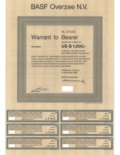 BASF OVERZEE N.V. WARRANT PER 5 AZIONI - 1969