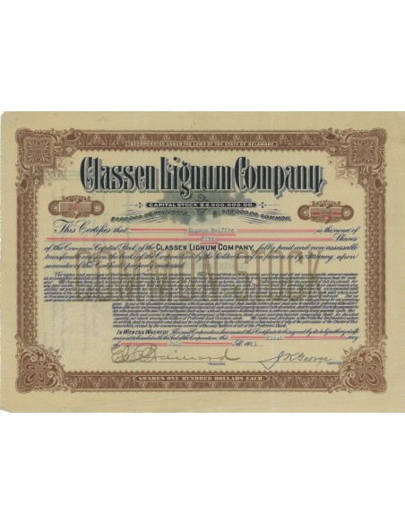 CLASSEN LIGNUM COMPANY - 5 AZIONI - 1911