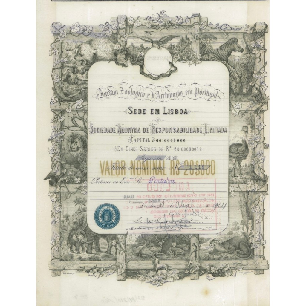 JARDIM ZOOLOGICO E D'ACCLIMACAO EM PORTUGAL - 1 AZIONE 1904