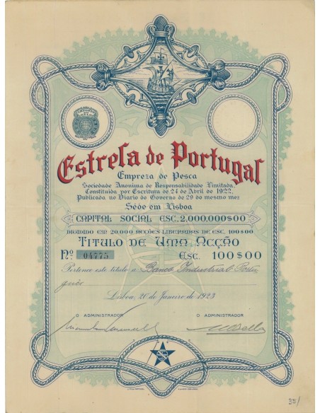 EXTRELA DE PORTUGAL EMPRESA DE PESCA - 1 AZIONE - 1923