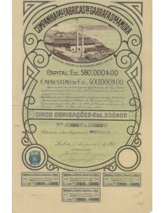COMPANHIA DAS FABRICAS DE GARRAFAS NA MORA - 5 OBBLIGAZ. 1920