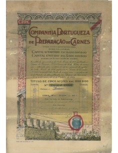 COMPANHIA PORTUGUEZA DE PREPARACAO DE CARNES - 5 AZIONI 1921