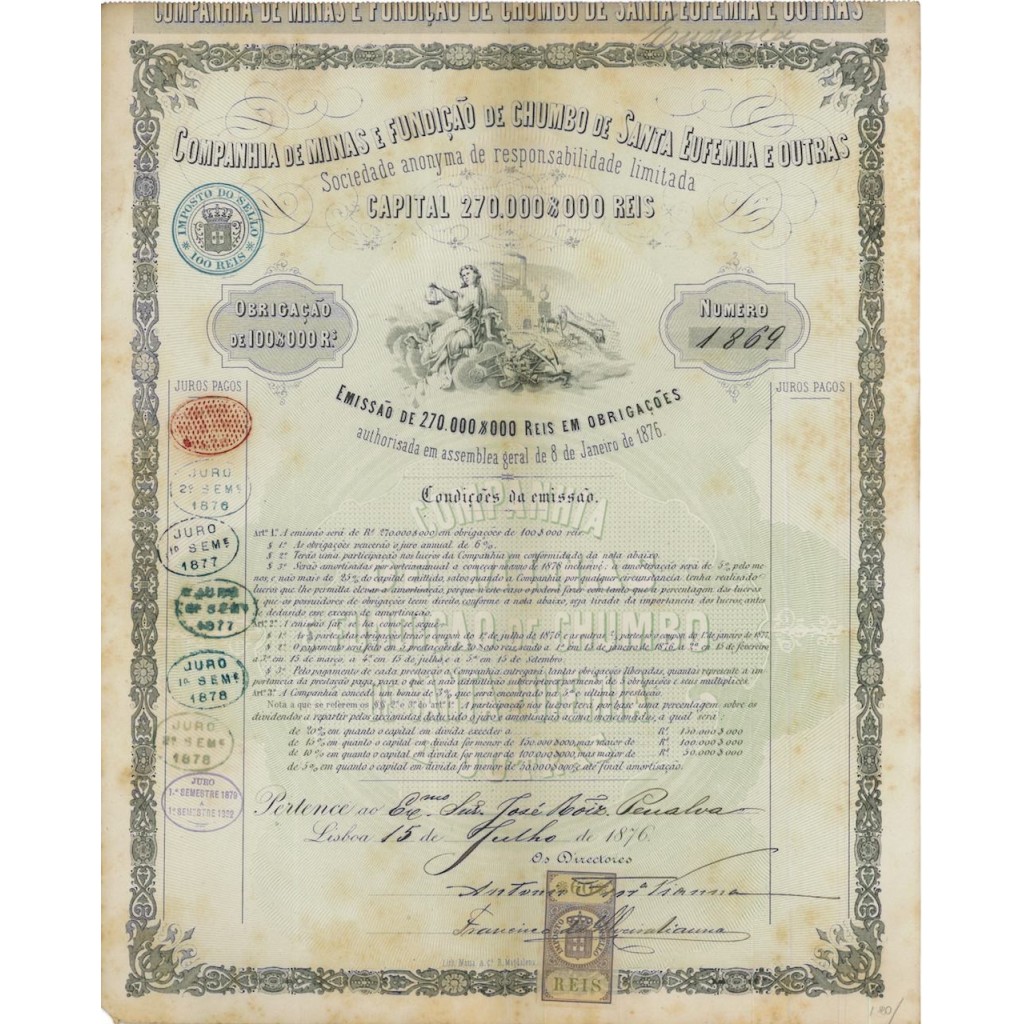 COMP. DE MINAS E F. DE CHUMBO DE SANTA EUFEMIA E OUTRAS 1 OBBB. 1876