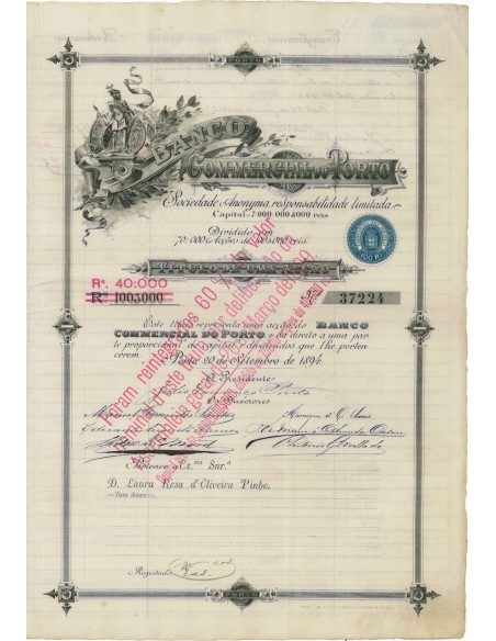 BANCO COMMERCIAL DO PORTO - 1 AZIONE 1894