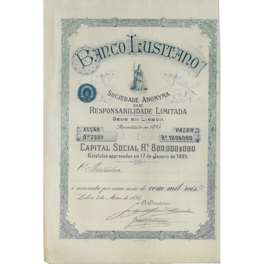 BANCO LUSITANO - 1 AZIONE - 1895