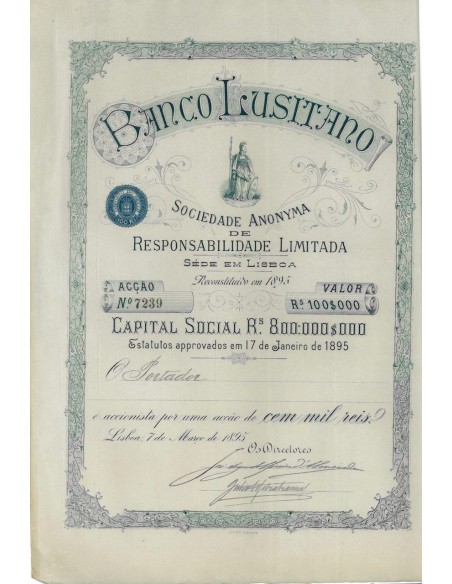 BANCO LUSITANO - 1 AZIONE - 1895
