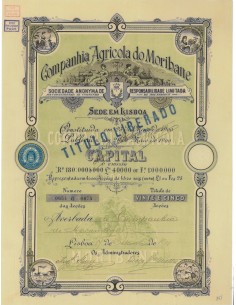 COMPANHIA AGRICOLA DO MORIBANE - 25 AZIONI - 1900