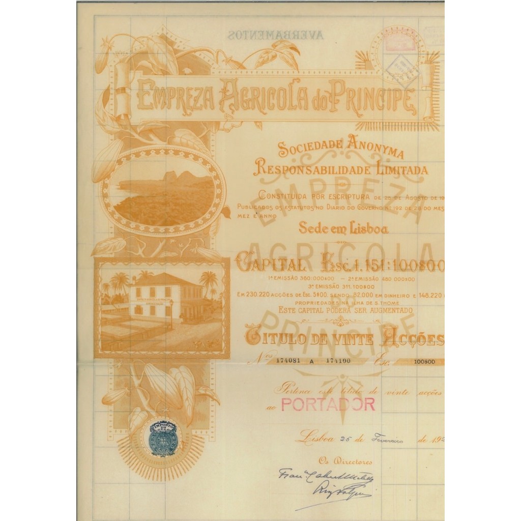 EMPREZA AGRICOLA DO PRINCIPE - 20 AZIONI - 1923
