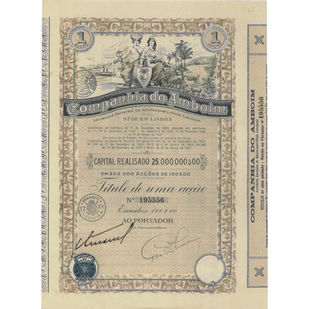 COMPANHIA DO AMBOIM - 1 AZIONE - 1920