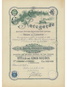 COMPANHIA COLONIAL DE NAVEGACAO - 5 AZIONI - 1922