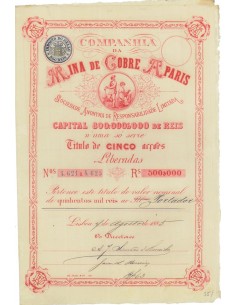COMP. DA MINA DE COBRE A PARIS - 5 AZIONI - 1885