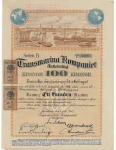 TRANSMARINA KOMPANIET - AZIONE DA 100 CORONE - 1917