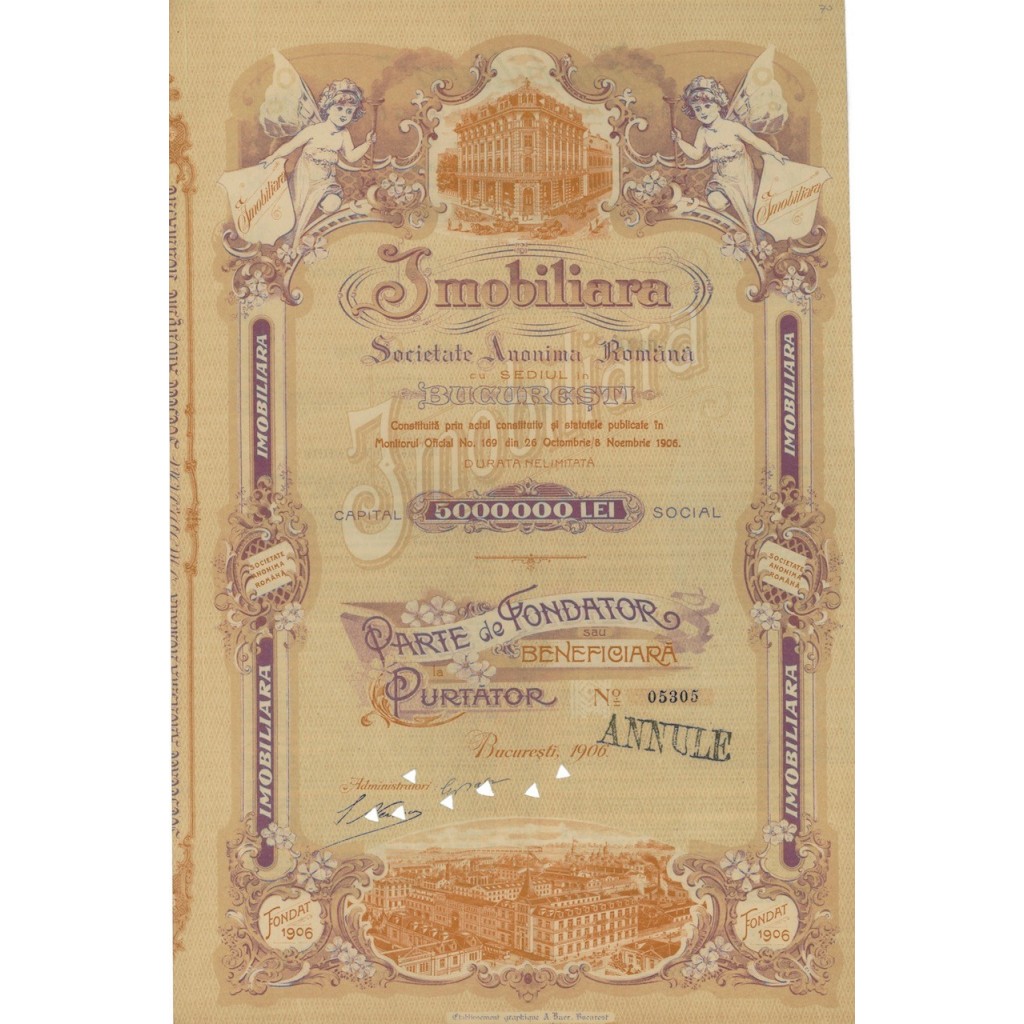 IMOBILIARA SOC. ANON .ROMANA - 1 AZIONE - 1906