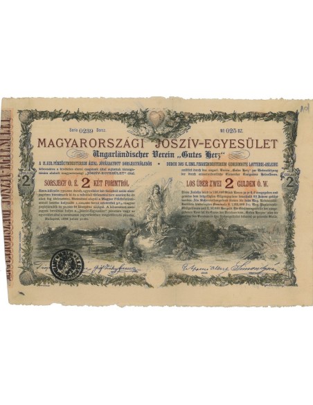 MAGYARORSZAGI JOSZIV-EGYESULET - 2 GULDEN F. 1888