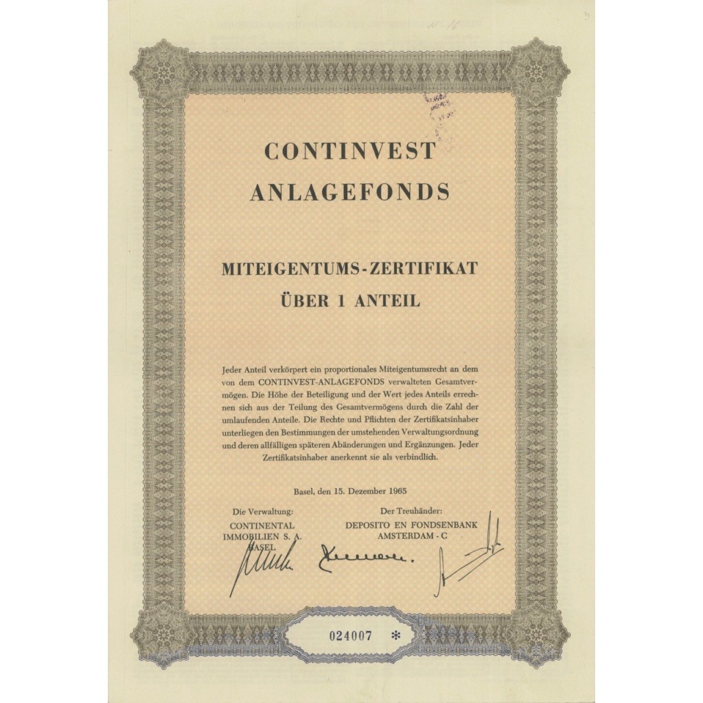 CONTINVEST ANGLAFEFONDS - 1 AZIONE - 1965