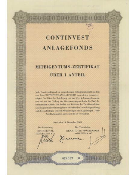 CONTINVEST ANGLAFEFONDS - 1 AZIONE - 1965