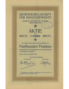 SOC. ANON. DE VALEURS INDUSTRIELLES - 1 AZIONE - 1920