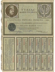 PANSTWOWA POZYCZKA PREMJOWA - 1000 MARCHI - 1920