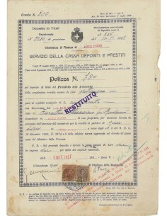 SERVIZIO DELLA CASSA DEP E PRESTITI - POLIZZA PREST. LITTORIO - 1927
