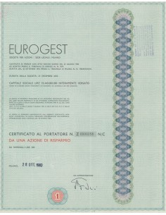 EUROGEST - 1 AZIONE DI RISPARMIO MILANO 1983