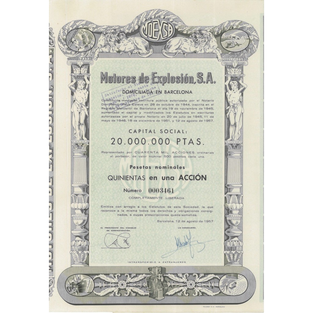 MOTORES DE EXPLOSION S.A. - 1 AZIONE - 1957