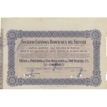 SOCIEDAD ESPANOLA HIDRAULICA DEL FRESSER - 1 OBBL. 1917