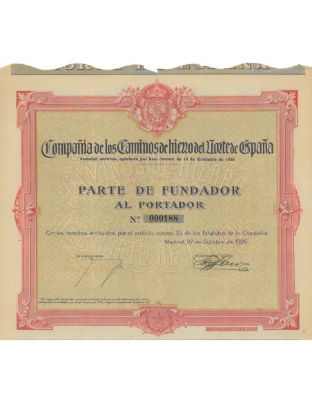 COMPANIA DE LOS CAMINOS DE HIERRO DEL NORTE DE ESPANA - 1926