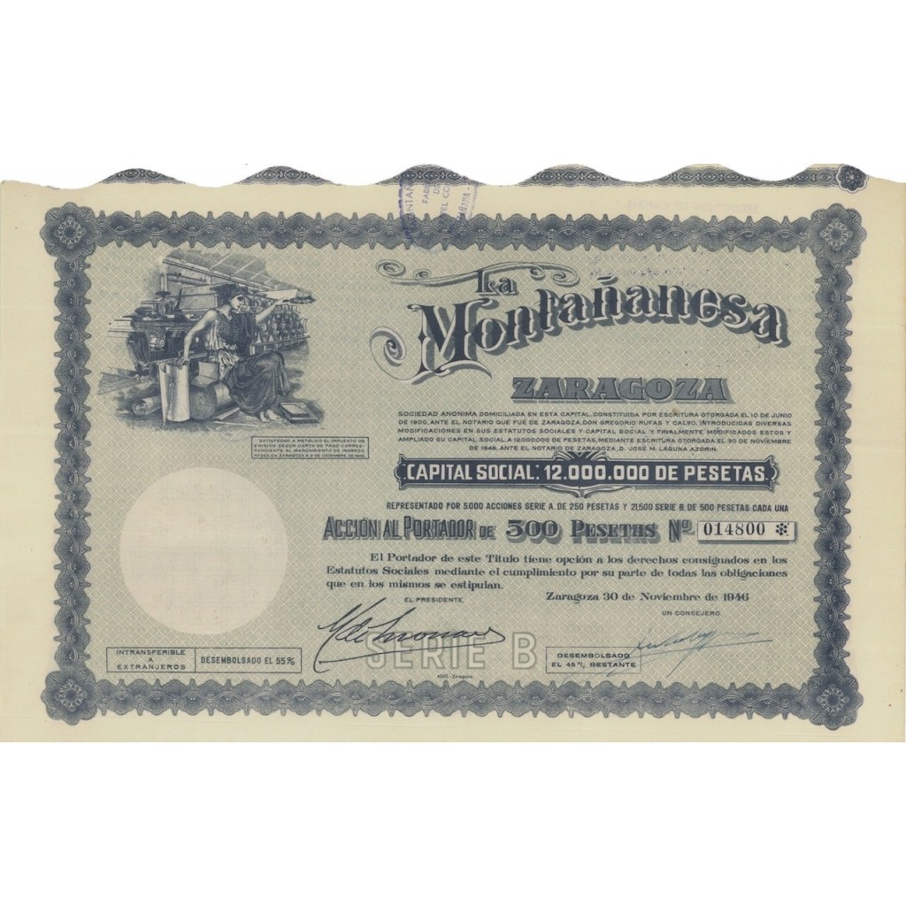 LA MONTANANESA ZARAGOZA - 1 AZIONE - 1946
