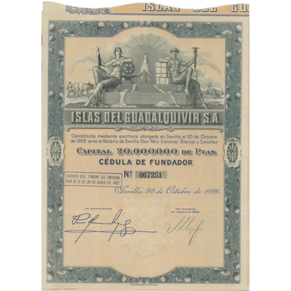 ISLAS DEL GUADALQUIVIR S.A. - 1 AZIONE DI FONDAZIONE 1926