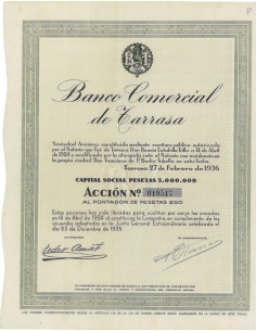 BANCO COMERCIAL DE TARRASA - 1 AZIONE - 1935