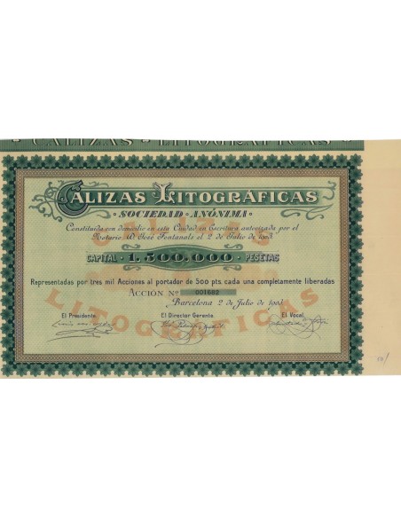 CALIZAS LITOGRAFICAS - 1 AZIONE - 1903