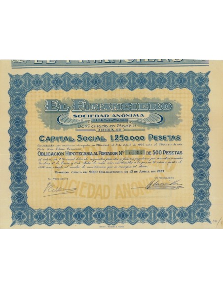 EL FINANCIERO SOC. ANON. - 1 OBBLIGAZIONE - 1927