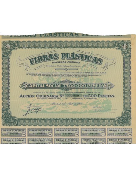 FIBRAS PLASTICAS S.A. - 1 AZIONE - 1954