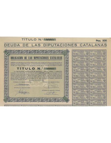 OBLICACION DE LAS DIPUTACIONES CATALANAS - 1948