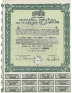 COMPANIA ESPANOLA DE VIVIENDAS EN ALQUILER - 1 AZIONE 1972