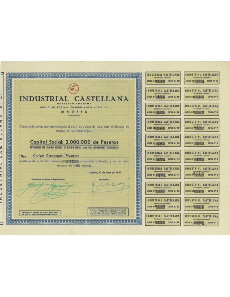INDUSTRIAL CASTELLANA - 1 AZIONE - 1957
